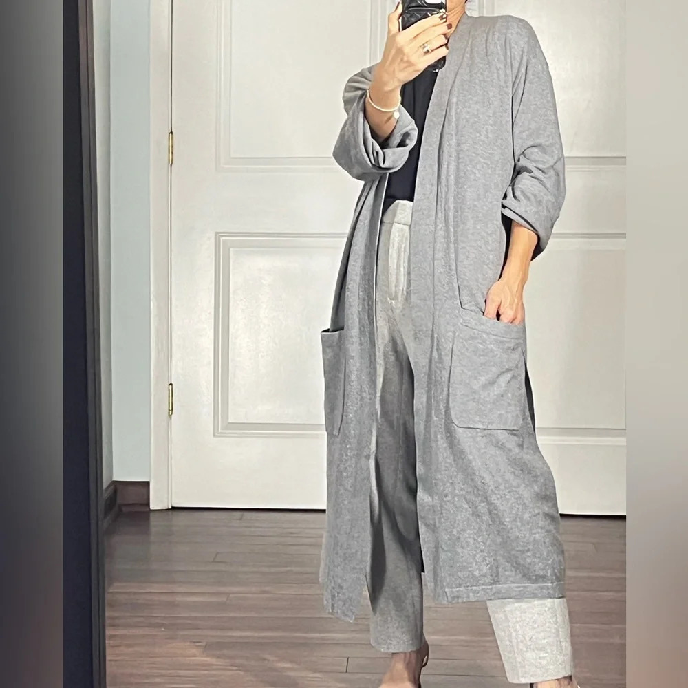 M.I.L.A long belted cashmere blend sweater coat size S - Picture 2 of 13